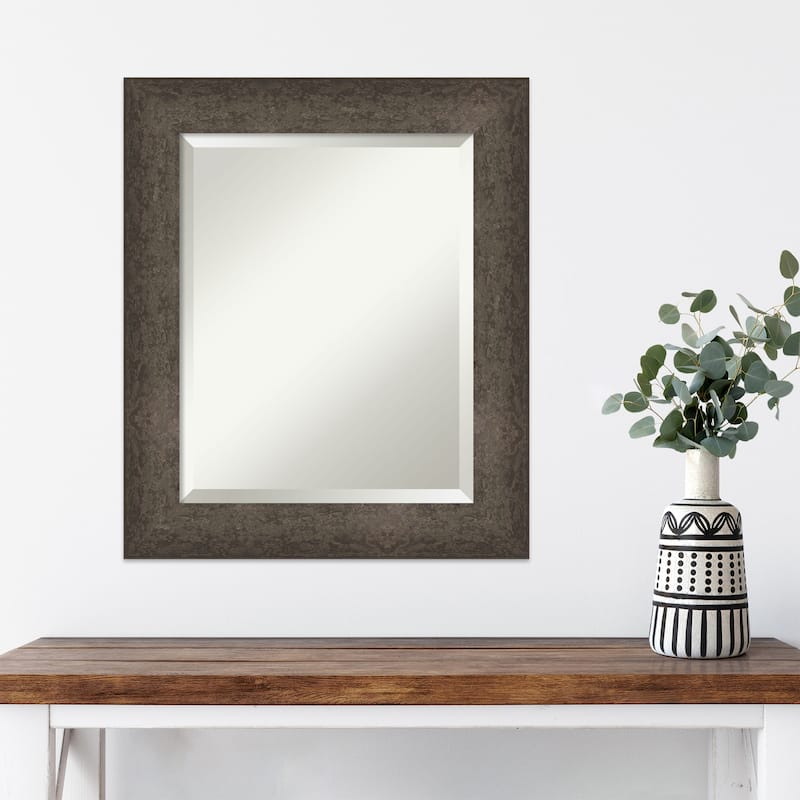 Dappled Beveled Wood Framed Wall Mirror