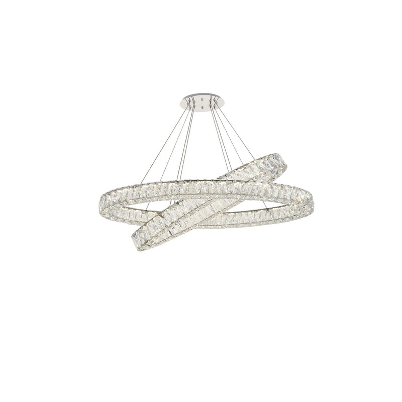 Madelyn Integrated LED light Chrome Chandelier Clear Royal Cut Crystal - 48"W X 11.8"H