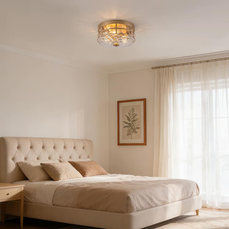 Starsky 3-Light Modern Clear Hammered Glass Flush Mount