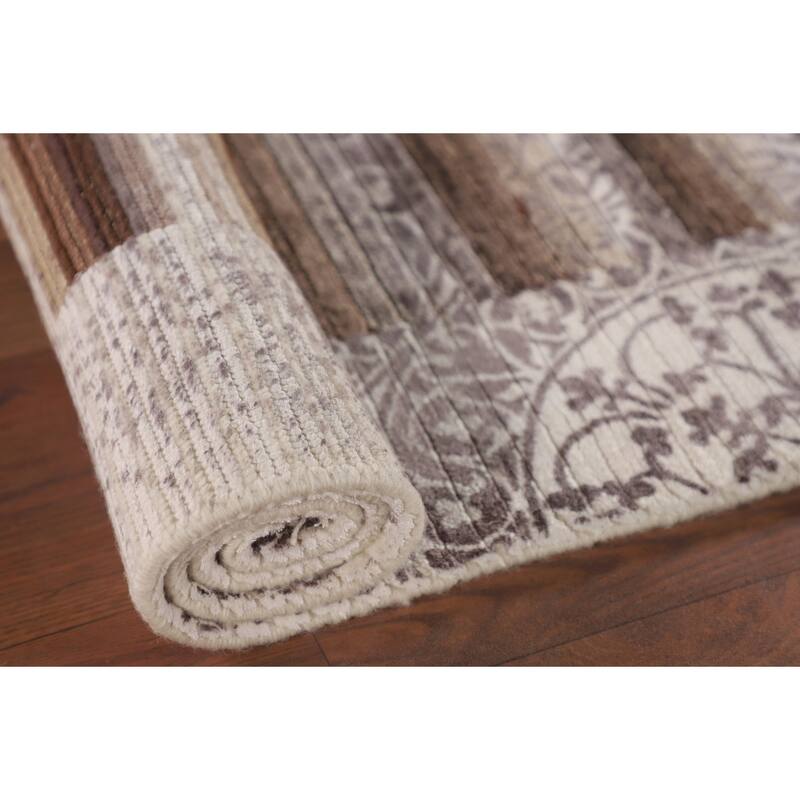Striped Abstract Modern Oriental Accent Rug Handmade Wool Carpet - 2'8"x 4'7"