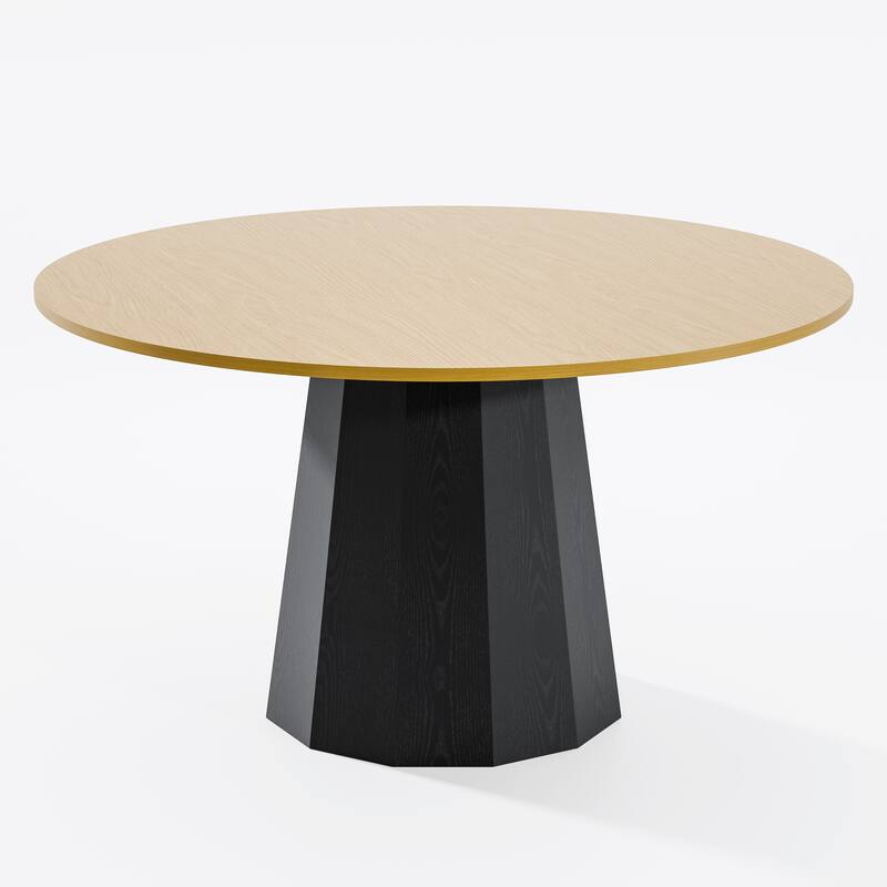Solid Wood Round Dining Table Kitchen Table with Tabletop and Tapered Base for Living/Dining Room Coffee Office