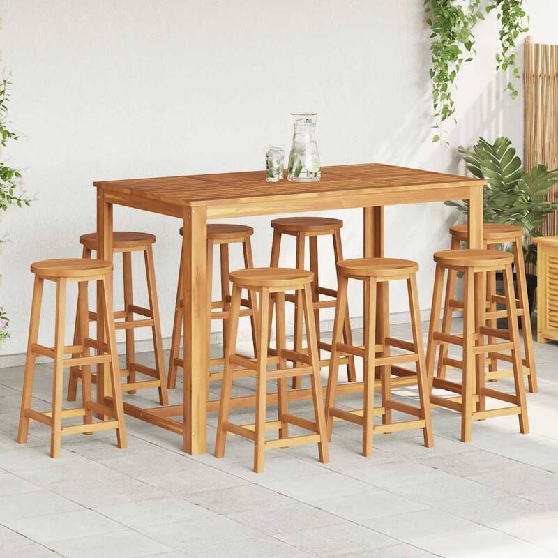 vidaXL Bar Stools 8 pcs Solid Wood Acacia - 13.4" x 13.4" x 29.9"