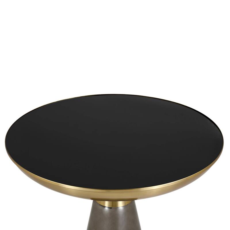 19-Inch Side Table Round Glass Tabletop End Table with Gold Iron Rim and Glass Base