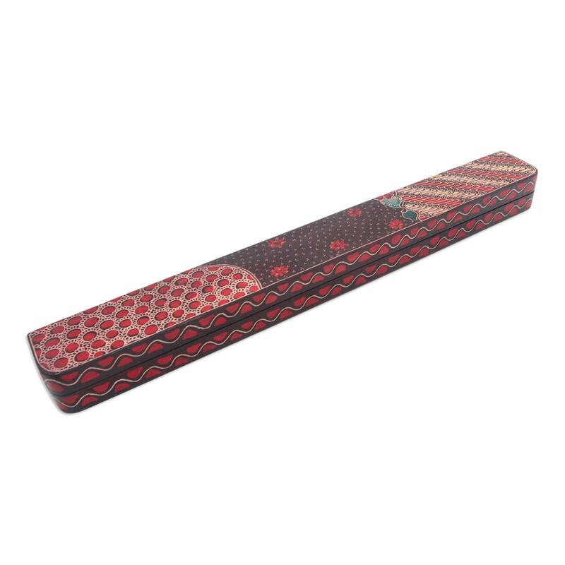 Novica Handmade Spirited Game In Red Batik Wood Mancala Game