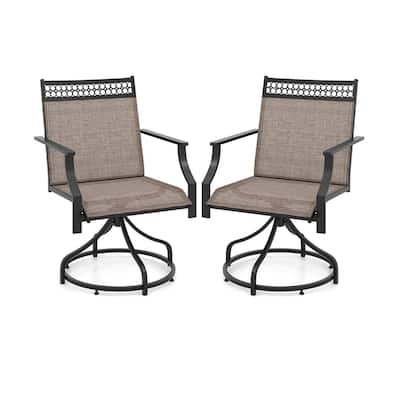 Costway Patio Swivel Dining Chairs Set of 2 with Quick-Drying Fabric - 2 PCS