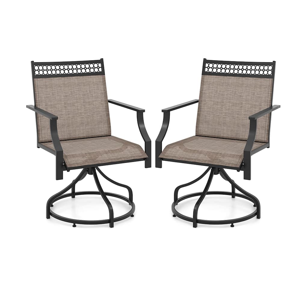 Costway Patio Swivel Dining Chairs Set of 2 with Quick-Drying Fabric - 2 PCS