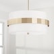 preview thumbnail 2 of 2, Sutton 4-light Soft Gold Large Drum Pendant w/ White Fabric Shade & Frosted Glass Diffuser