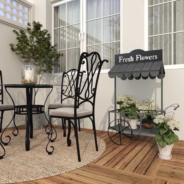 Black Metal Indoor Outdoor Flower Cart Indoor Outdoor Black Metal Indoor Outdoor Flower Cart Indoor Outdoor