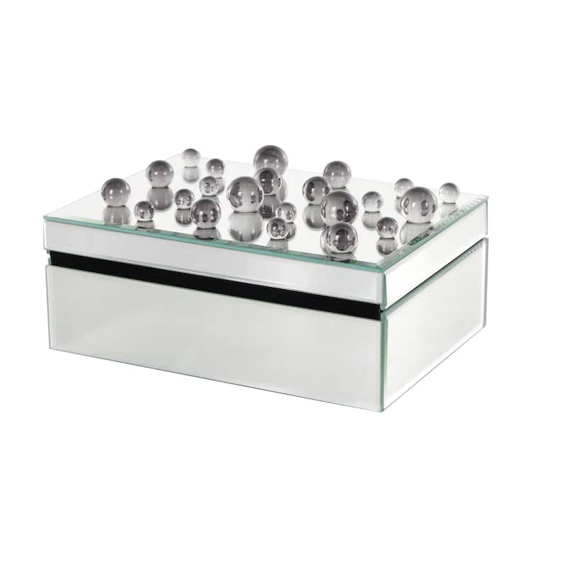 Glass Mirrored Jewelry Box with Pink or Black Bubble Textured Balls - Silver - Roche River Decor