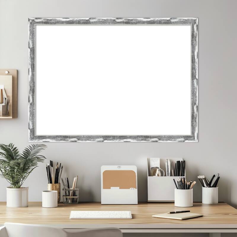 Amanti Art Scratched Wave Chrome Framed Dry Erase Magnetic Board