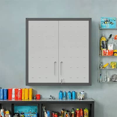 Metal Wall-Mounted Tool Storage Cabinet with Locking Door and 1 Shelf