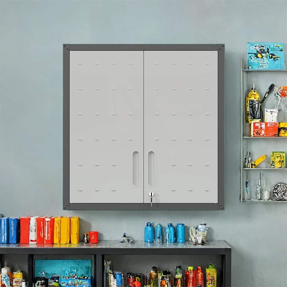 Metal Wall-Mounted Tool Storage Cabinet with Locking Door and 1 Shelf