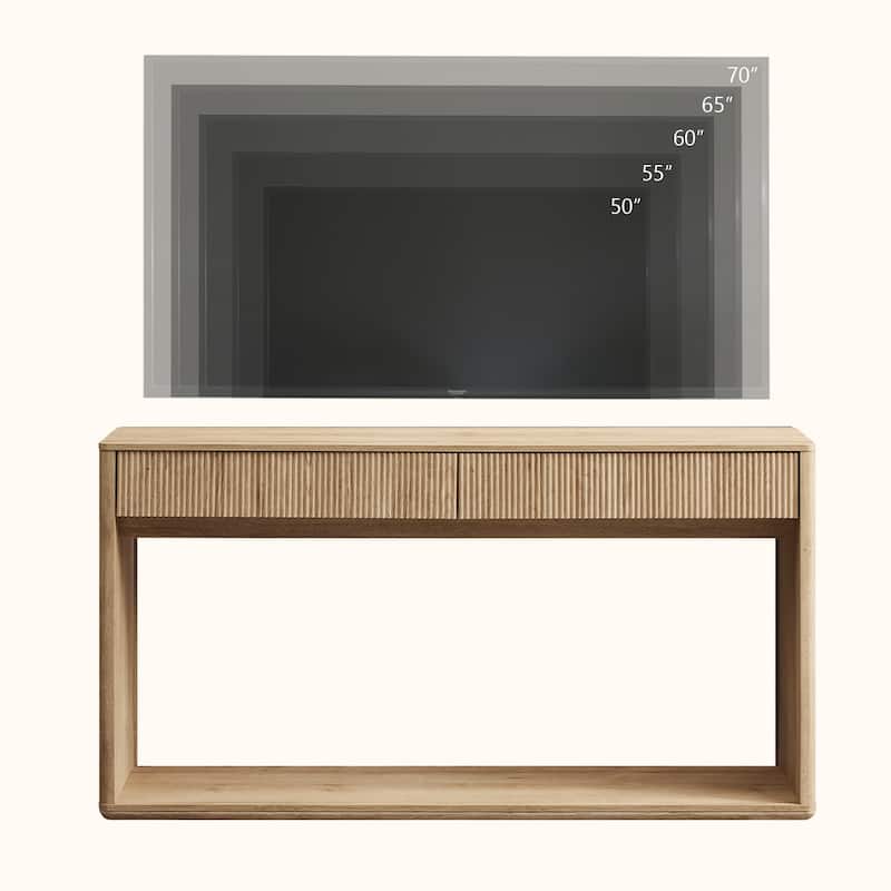 63" Modern Fluted 2 Drawers Entryway Table, Console Table, Sofa Table
