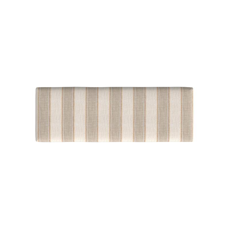 Fin Bench, Natural Brown Wood, Striped Tan Cream Polyester 48 Inch