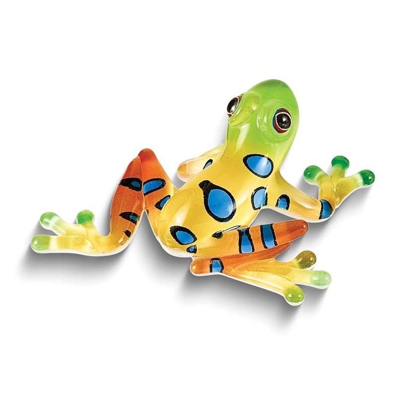 Curata Rain Forest Frog Handmade Colorful Glass Figurine - 1.5" 1.75"