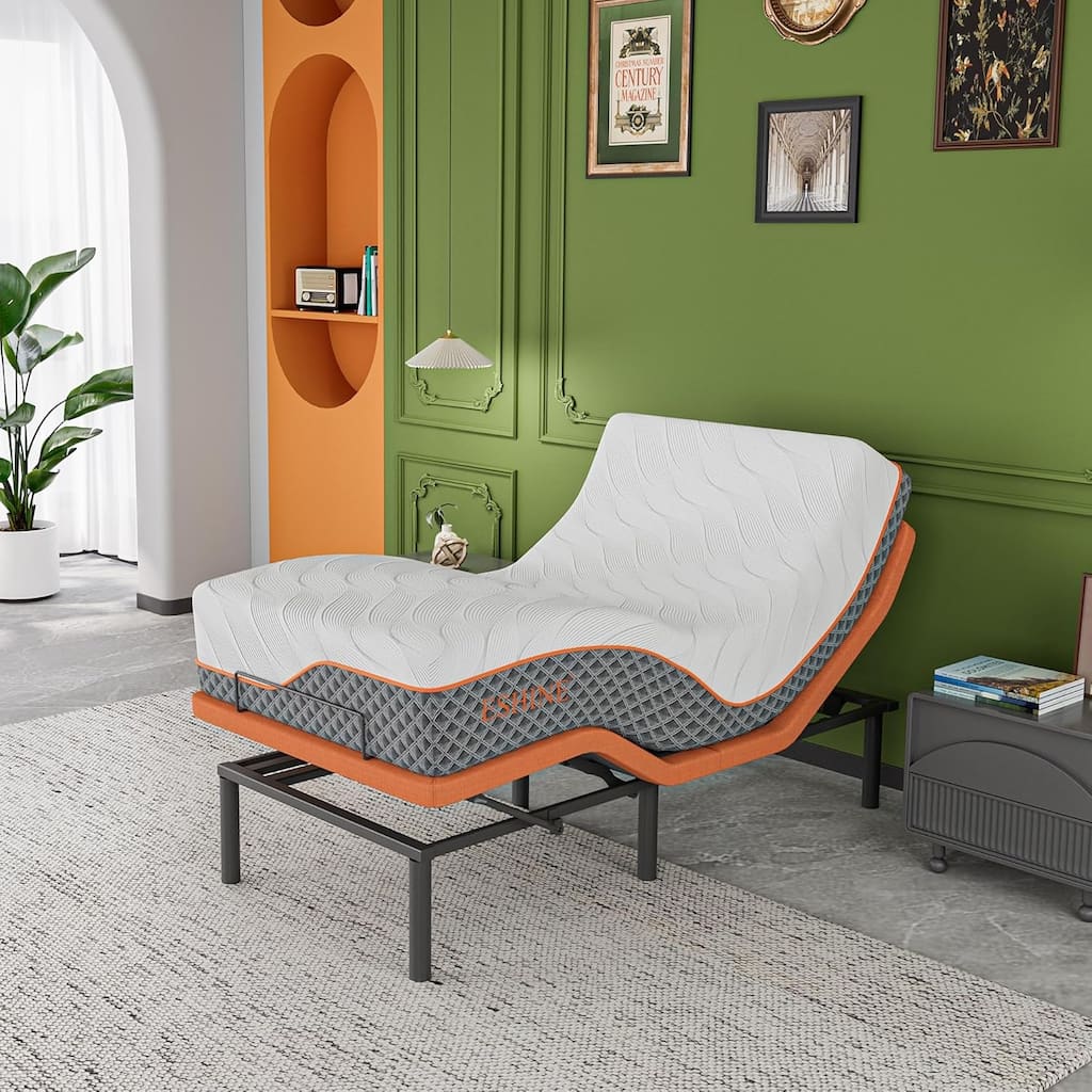 ESHINE Adjustable Bed Frame - 12 inch Hybrid Memory Foam Mattress 5000 Series