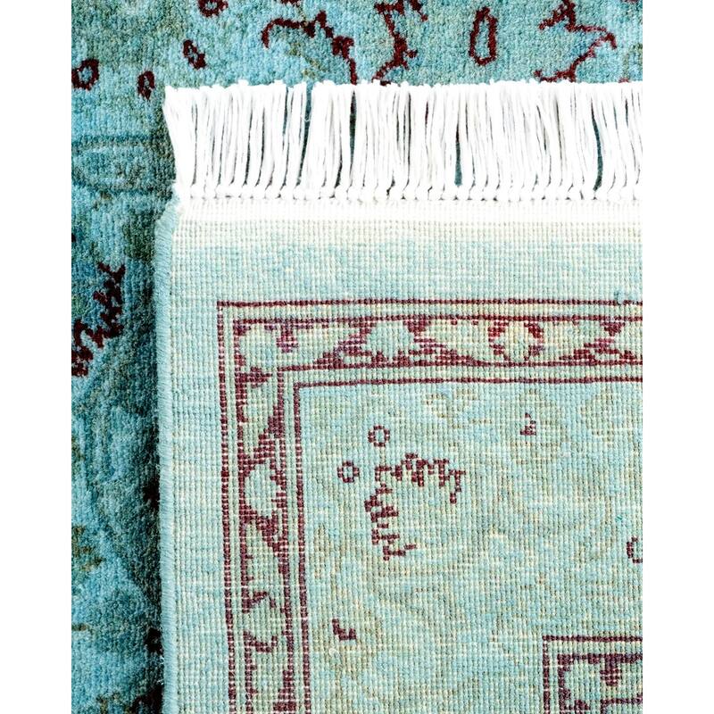 Overton Hand Knotted Wool Vintage Inspired Modern Contemporary Overdyed Blue Area Rug - 3' 2" x 5' 4"
