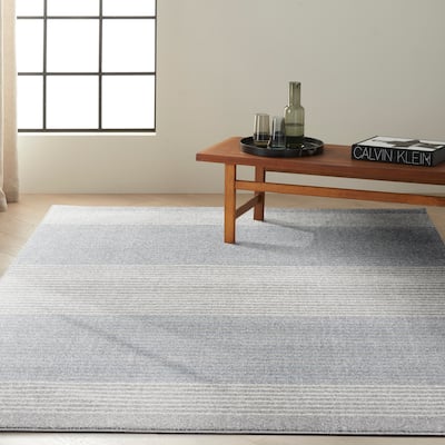 Calvin Klein River Flow Contemporary Textured Stripe Geometric Linear Area Rug