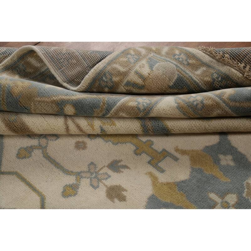Ivory Oushak Indian Area Rug Handmade Wool Carpet - 8'1"x 9'10"