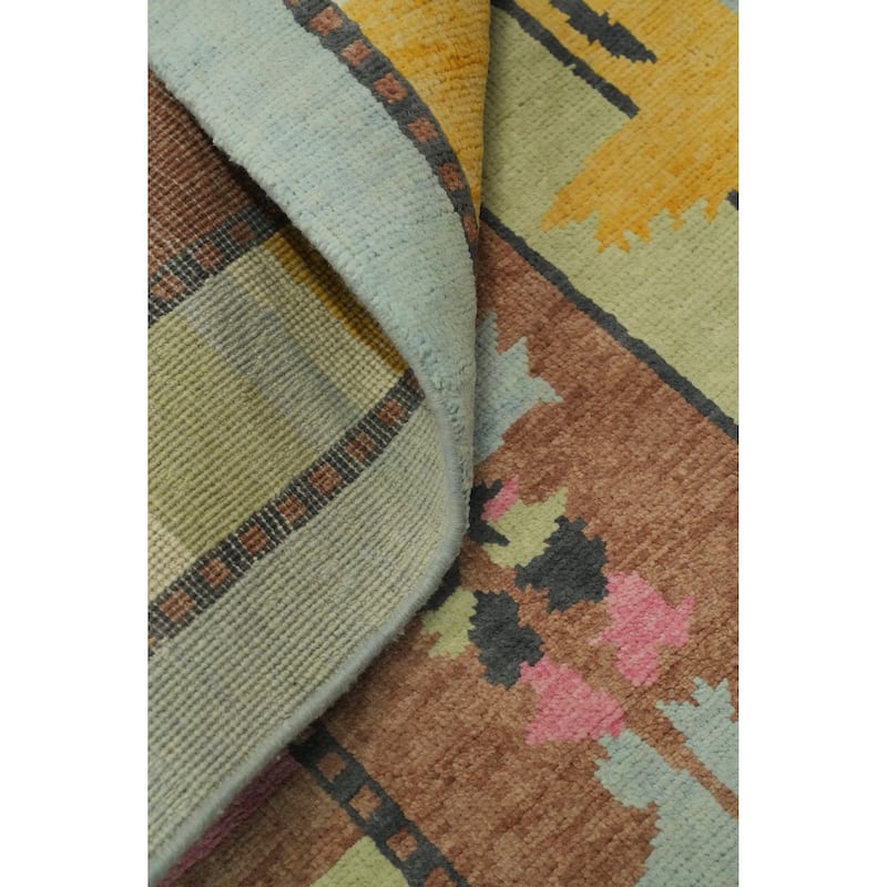 Geometric Wool Gabbeh Vegetable Dye Turkish Area Rug Handmade Wool Carpet - 9' 3'' X 6' 1''