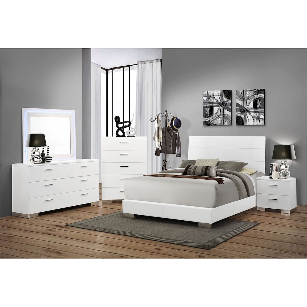 Dulcey White High Gloss 5-piece Queen Bedroom Set