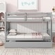 preview thumbnail 38 of 70, Twin Over Twin Rubber Wood Bunk Bed with Trundle, Convertible into 2 Twin Size Beds,with Ladder and Safety Guardrails