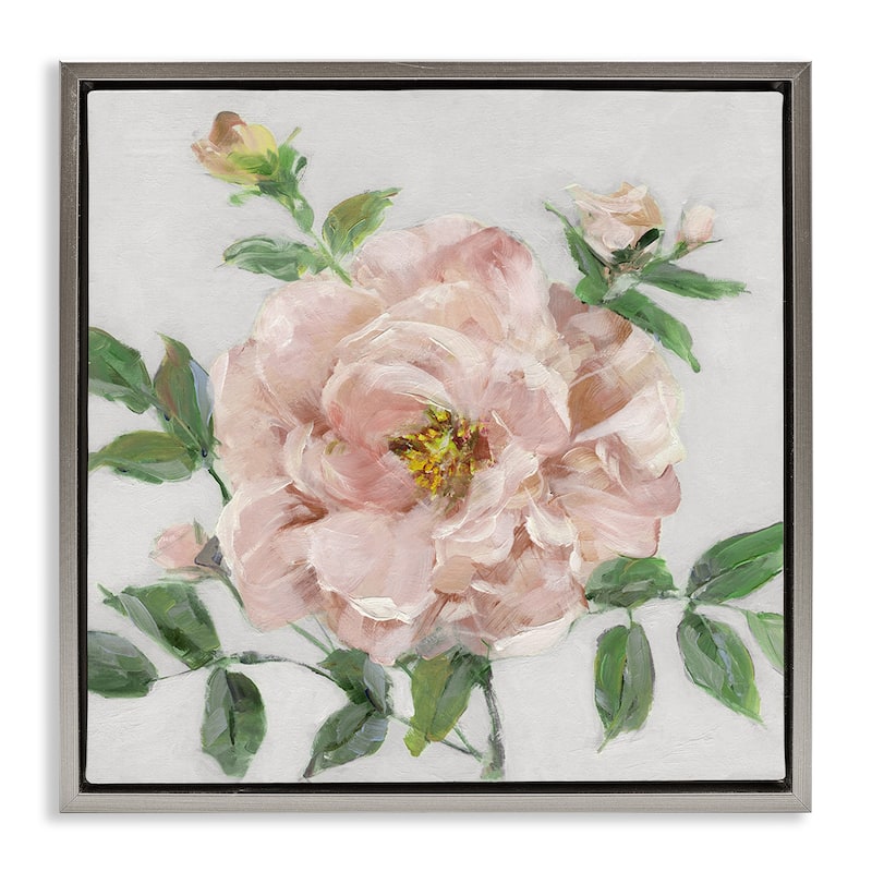 Stupell Pink Carnation Blossom Framed Floater Canvas Wall Art Design By Sally Swatland - 18 x 18 - Grey
