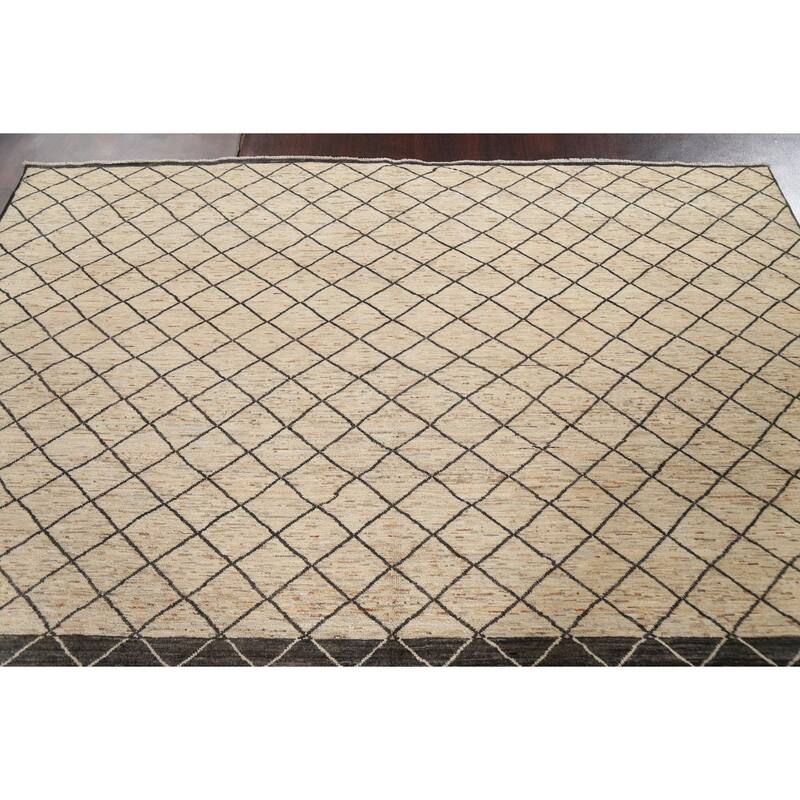 Trellis Moroccan Oriental Wool Area Rug Hand-knotted Home Decor Carpet - 7'11" x 10'5"