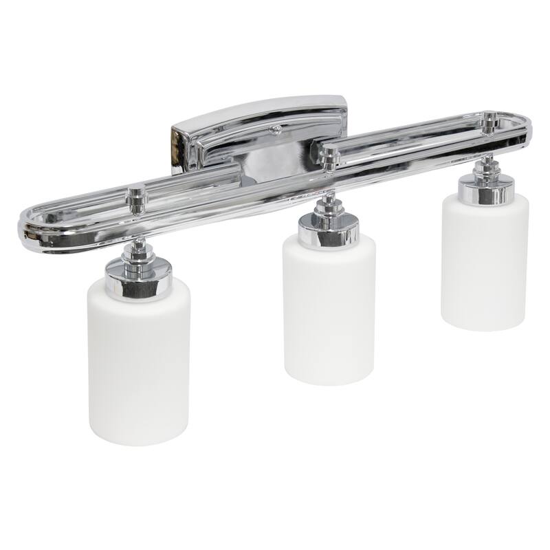 Modern 3 Light Vanity Fixture - Metal Loop & Glass Shades - Wall Mounted Lighting for Hallways - 9.5