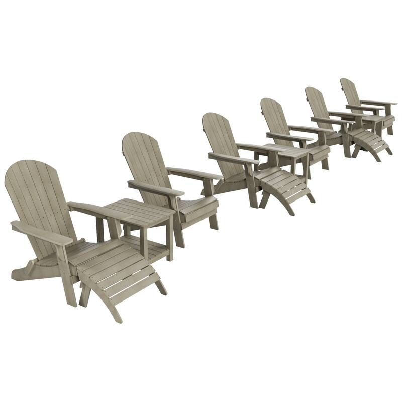 Vineyard HIPS Outdoor Folding Eco-Friendly All Weather Seashell Adirondack Chairs (12-Piece Conversation Set)