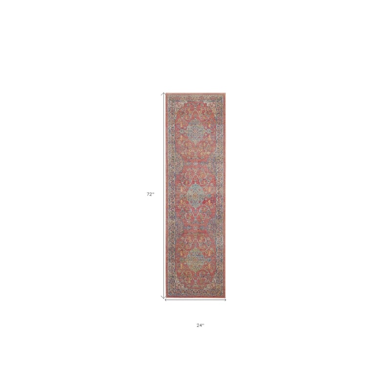 Feme Power Loomed Distressed Abstract Floral Traditional Non Skid Area Rug By HomeRoots - 72' X '24' X '0.5