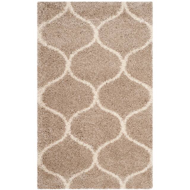SAFAVIEH Hudson Shag Ogee Trellis 2-inch Thick Area Rug - 2'3" x 3'9" - Beige/Ivory