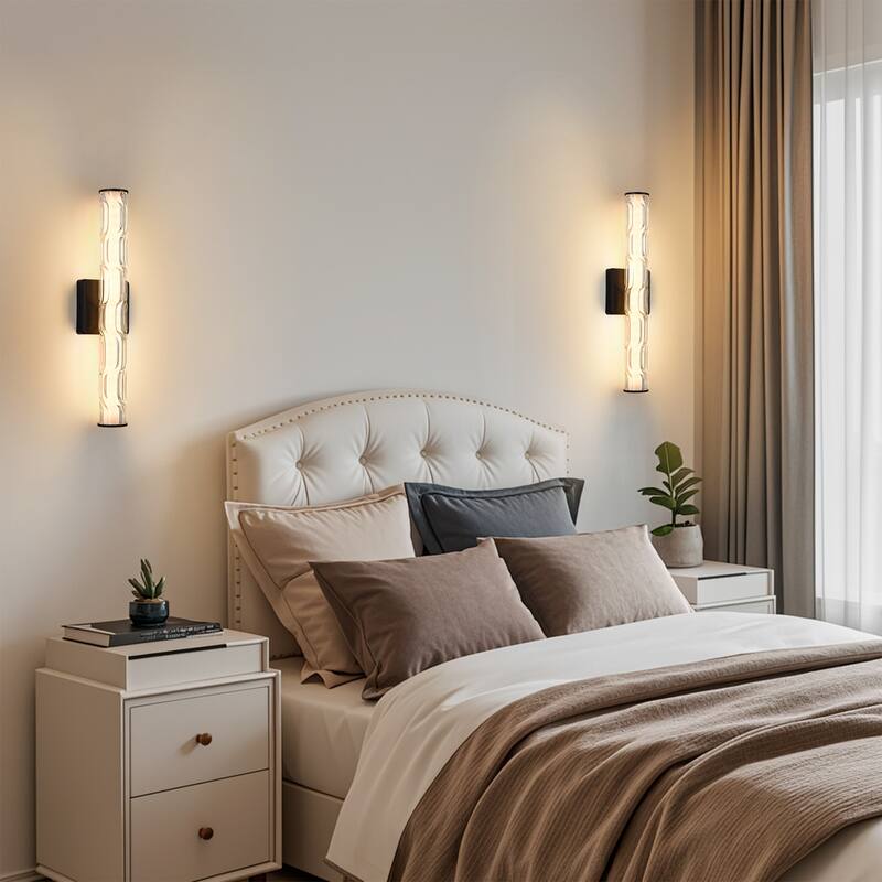 19.7-Inch Modern Black Wall Sconce Set of 2 - Black