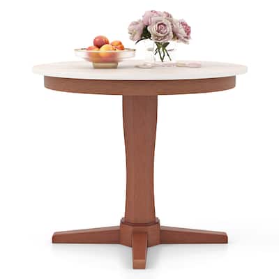 Gymax 36'' Round Dining Table for 4 People w/ Pedestal Base Solid