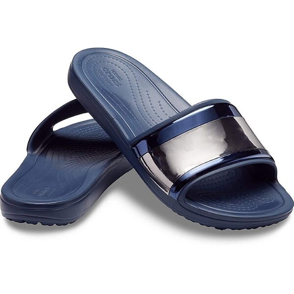 women's crocs sloane metalblock slide