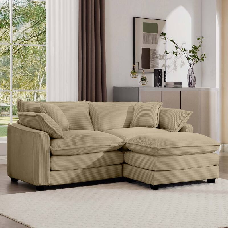 Corduroy Cloud Upholstered Modular Sectional Sofa, Free Combination