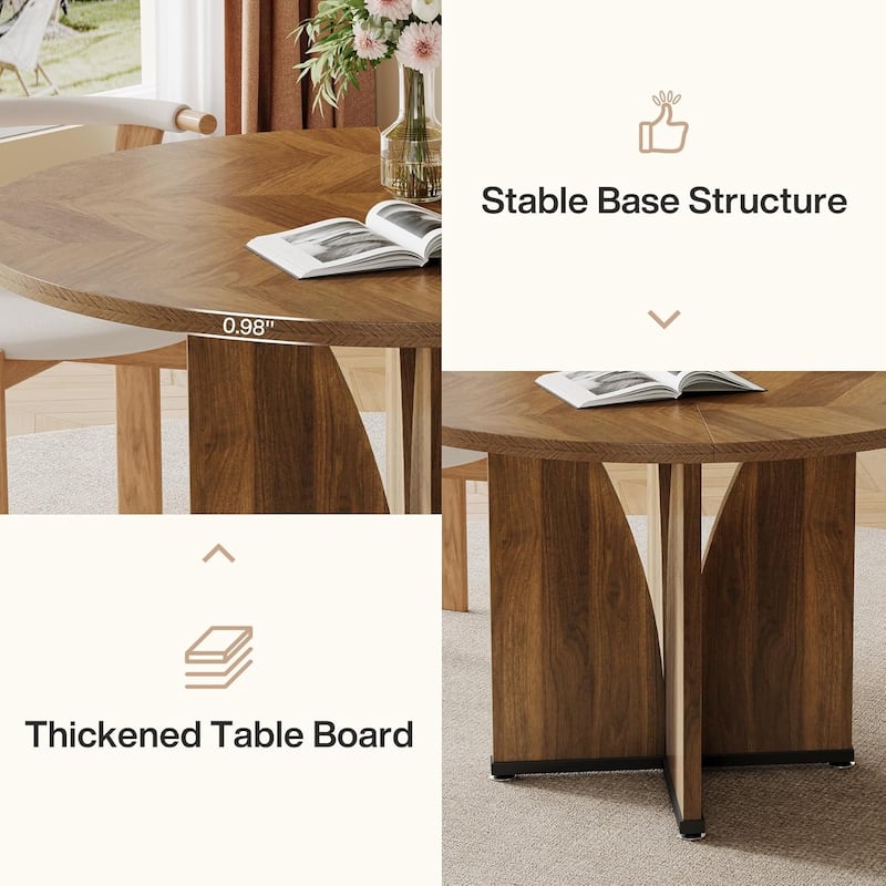 39.4-inch Wood Round Kitchen/Dining Table for 4 People Dining/Living Room