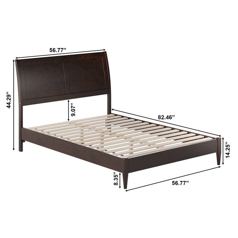 Valencia Solid Wood Low Profile Sleigh Platform Bed