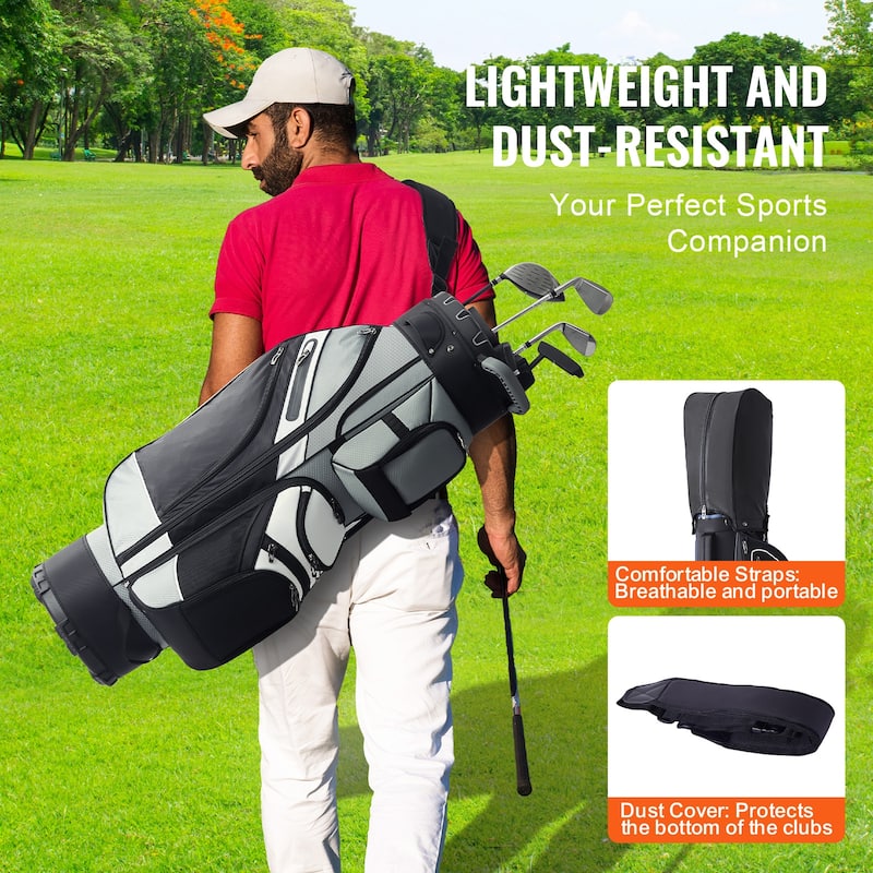 Golf Cart Bag with 14 Way Organizer Divider Top, Durable Golf Bags with Handles & Dust Cover & Detachable Straps for Men & Women