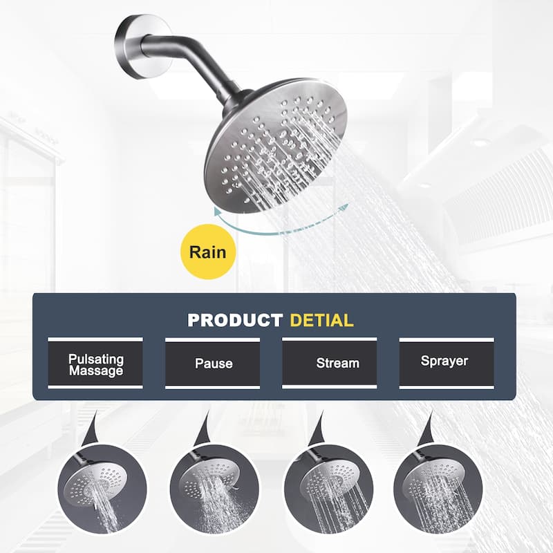 WOWOW Single Handle 5-Spray Shower Faucet with Pressure Balance