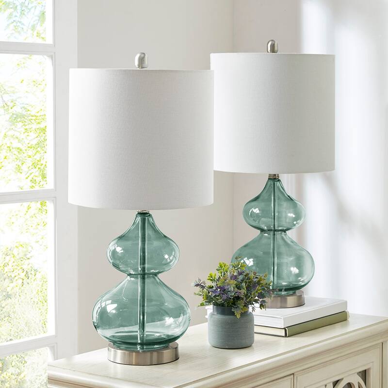 Ellipse Curved Glass Table Lamp, Set of 2 for living room,bedroom,and dining room