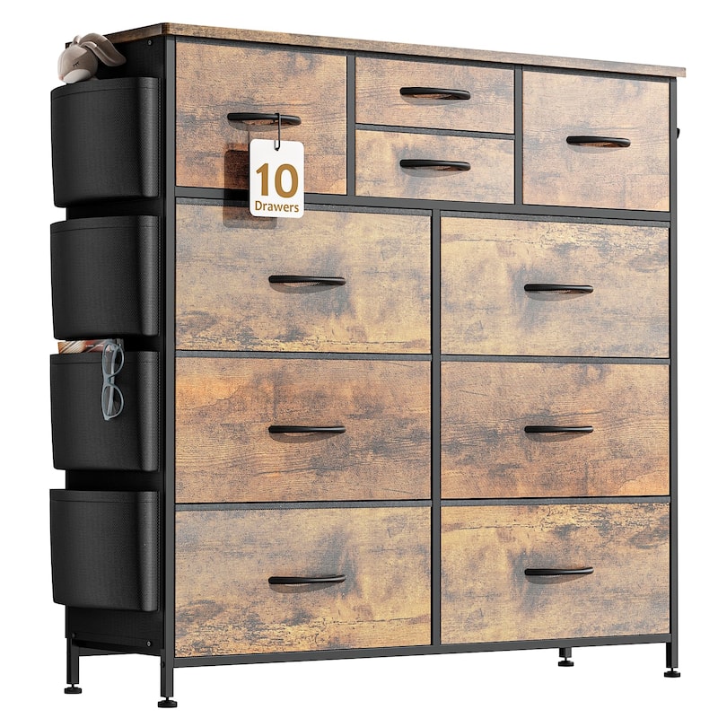 10 Drawer Dresser Fabric Closet Storage Tower Organizer Unit Bedroom