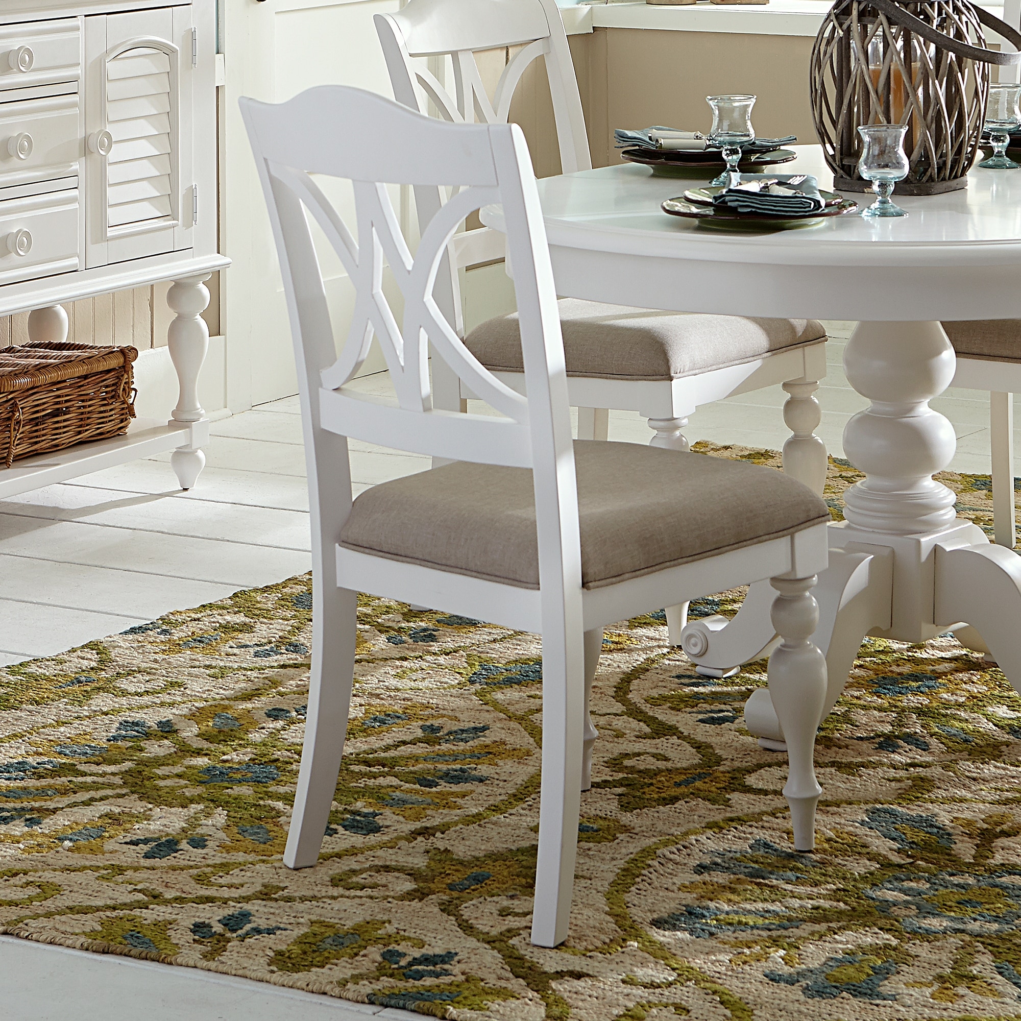 Summer House Oyster White Slat Back Side Chair Set of 2