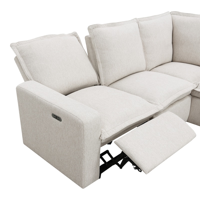 89.76" L-Shaped 5-Seater Sofa with Recliner