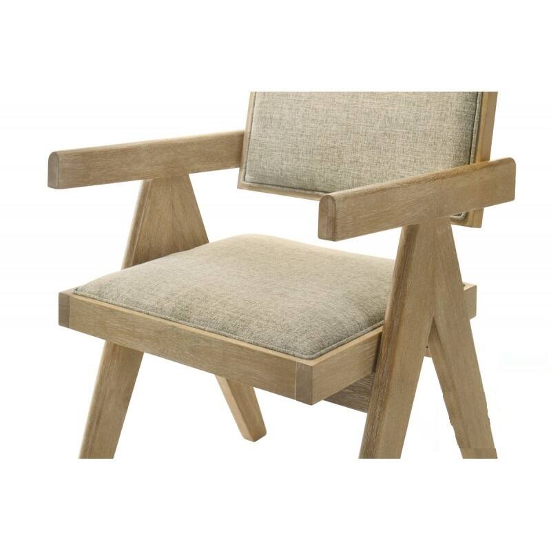 Light Oak Wood Dining Chair Set of 2, Upholstered Armchair for Dining Room Kitchen Home,