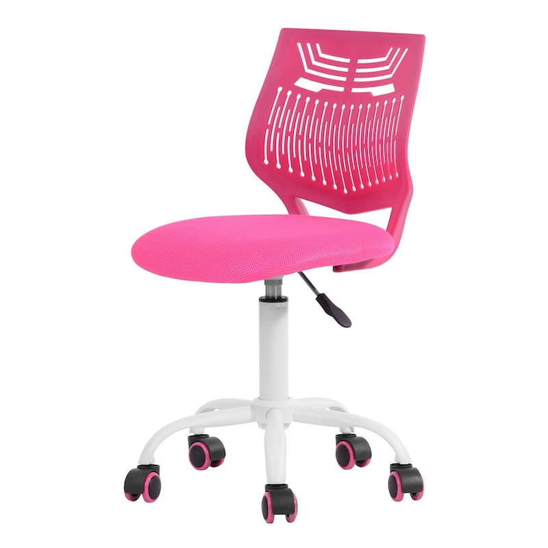 Turquoise and White Adjustable Height Swivel Rolling Office Chair - 17.3 in. x 34.3 in. x 15 in.