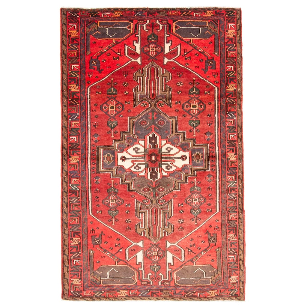 ECARPETGALLERY Hand-knotted Andelz Red Wool Rug - 4'3 x 6'11