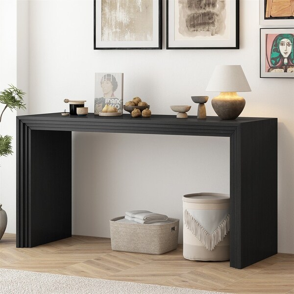 Modern Console Table with Unique Striped Design, Elegant Narrow