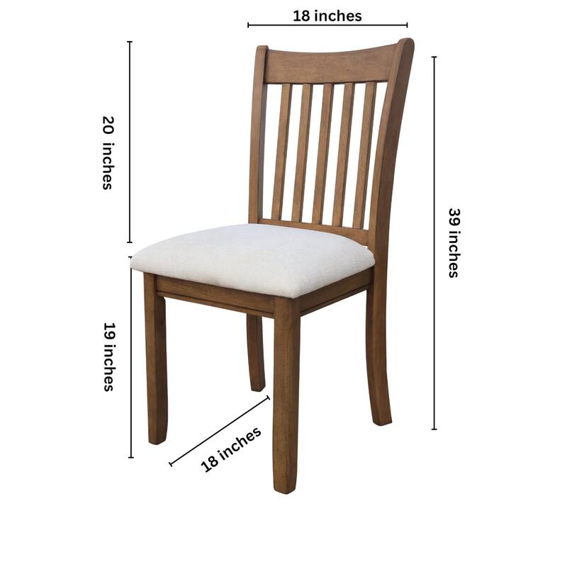 Dining Chairs Set of 2, Wooden Upholstered Kitchen Chairs, Breakfast Chairs with Slatted Back and Rubber Wood Frame