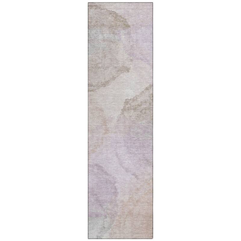 Machine Washable Indoor/ Outdoor Abstract Muted Chantille Rug